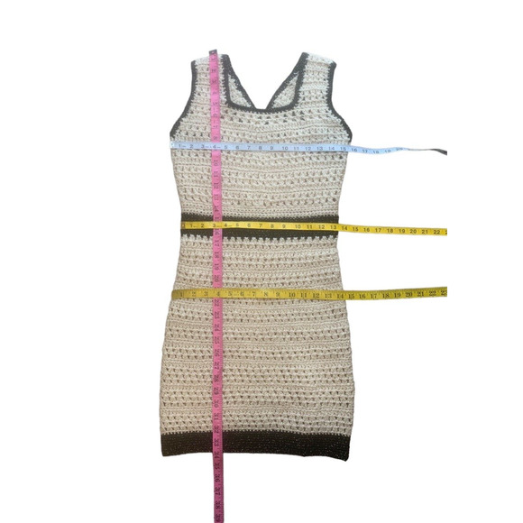 Vintage 70's Crochet Dress Ivory Small Authentic Hand Made - Picture 6 of 6